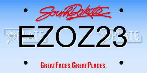 EZOZ23 South Dakota License Plate