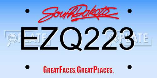 EZQ223 South Dakota License Plate