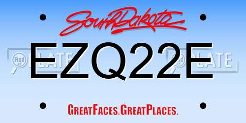 EZQ22E South Dakota License Plate