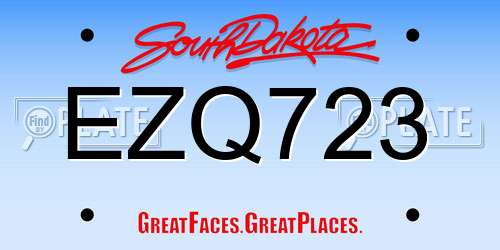 EZQ723 South Dakota License Plate