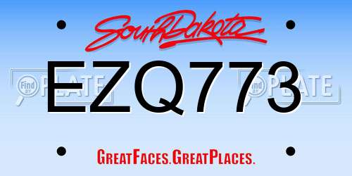EZQ773 South Dakota License Plate