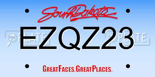 EZQZ23 South Dakota License Plate