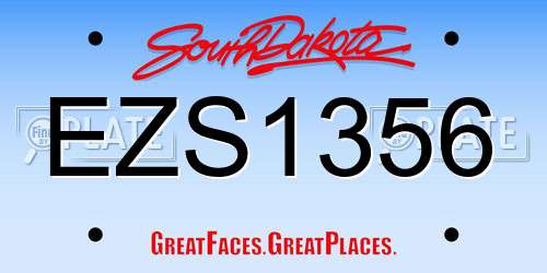 EZS1356 South Dakota License Plate