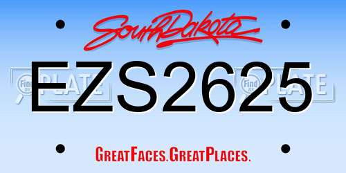 EZS2625 South Dakota License Plate
