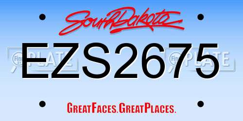 EZS2675 South Dakota License Plate