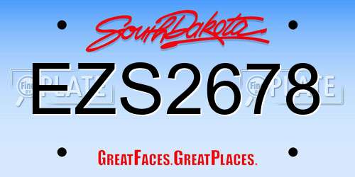 EZS2678 South Dakota License Plate