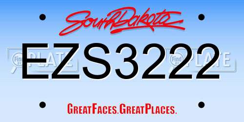 EZS3222 South Dakota License Plate