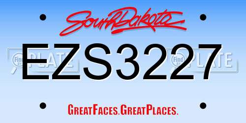 EZS3227 South Dakota License Plate