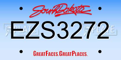 EZS3272 South Dakota License Plate