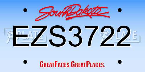 EZS3722 South Dakota License Plate