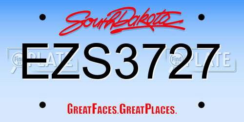 EZS3727 South Dakota License Plate