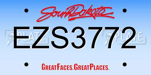 EZS3772 South Dakota License Plate