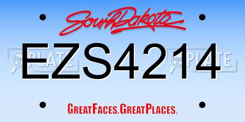EZS4214 South Dakota License Plate