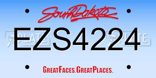 EZS4224 South Dakota License Plate