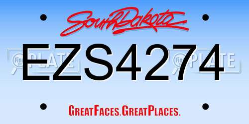 EZS4274 South Dakota License Plate