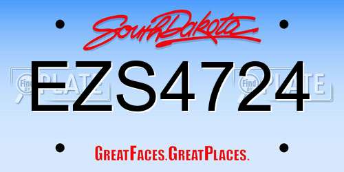 EZS4724 South Dakota License Plate