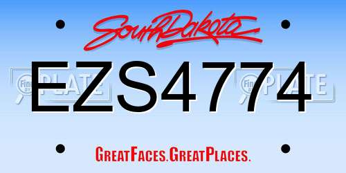 EZS4774 South Dakota License Plate