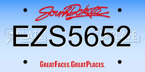 EZS5652 South Dakota License Plate