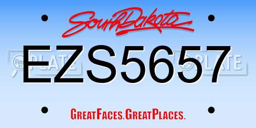 EZS5657 South Dakota License Plate