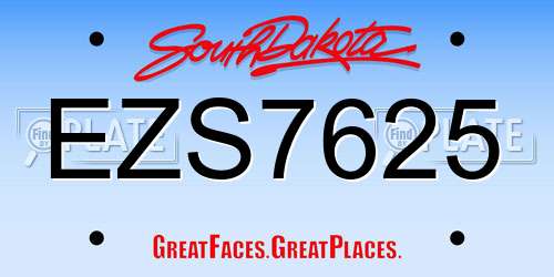 EZS7625 South Dakota License Plate