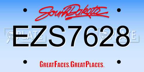 EZS7628 South Dakota License Plate