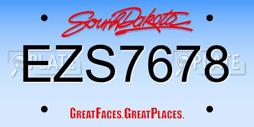 EZS7678 South Dakota License Plate