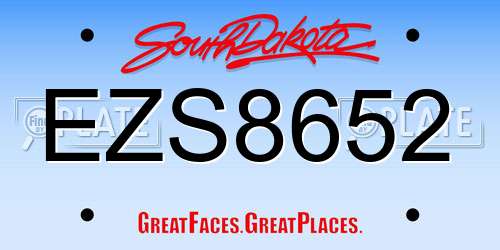EZS8652 South Dakota License Plate
