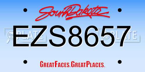 EZS8657 South Dakota License Plate