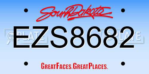 EZS8682 South Dakota License Plate