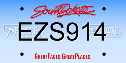 EZS914 South Dakota License Plate