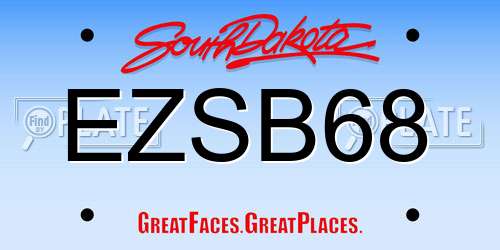 EZSB68 South Dakota License Plate