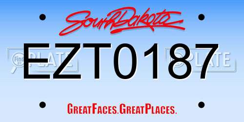 EZT0187 South Dakota License Plate