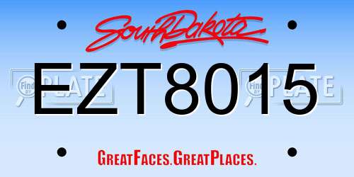 EZT8015 South Dakota License Plate