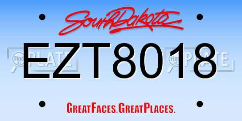 EZT8018 South Dakota License Plate