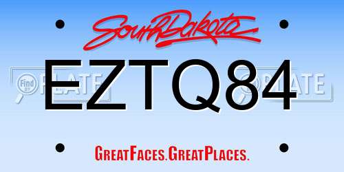 EZTQ84 South Dakota License Plate