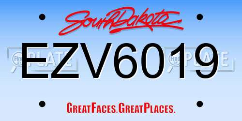 EZV6019 South Dakota License Plate