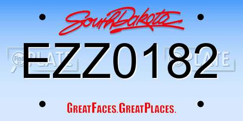 EZZ0182 South Dakota License Plate