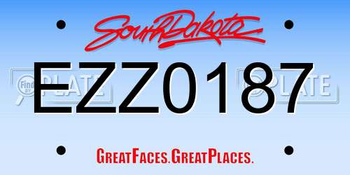 EZZ0187 South Dakota License Plate