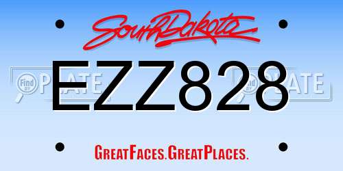 EZZ828 South Dakota License Plate