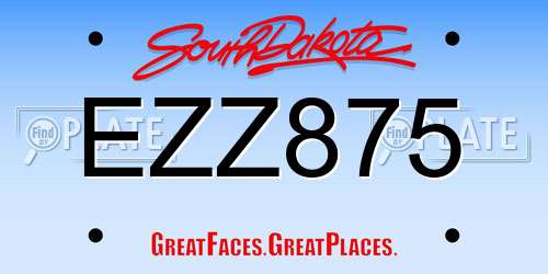 EZZ875 South Dakota License Plate