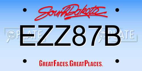 EZZ87B South Dakota License Plate