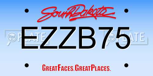 EZZB75 South Dakota License Plate
