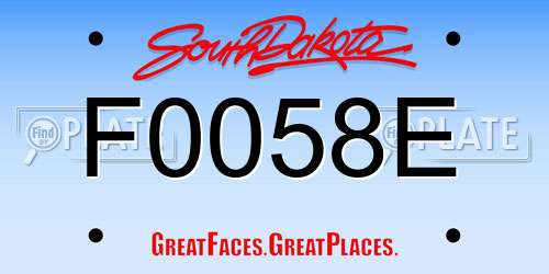 F0058E South Dakota License Plate
