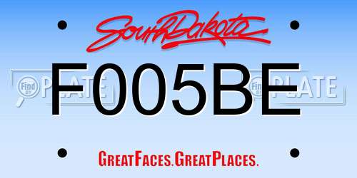 F005BE South Dakota License Plate