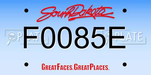 F0085E South Dakota License Plate