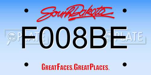 F008BE South Dakota License Plate