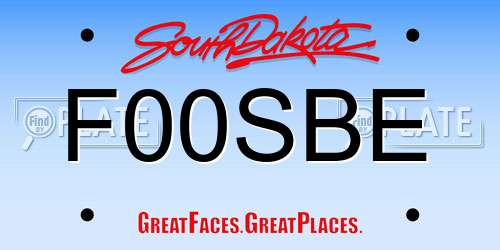 F00SBE South Dakota License Plate