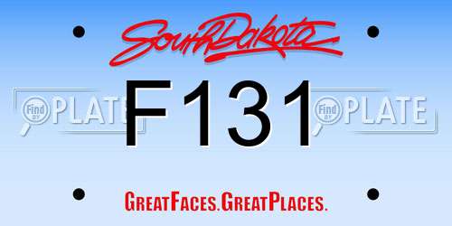 F131 South Dakota License Plate