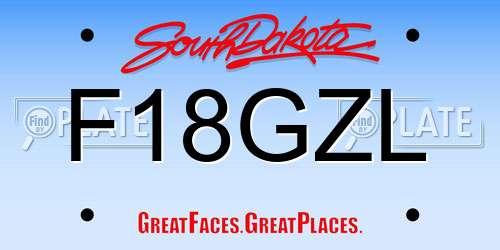 F18GZL South Dakota License Plate