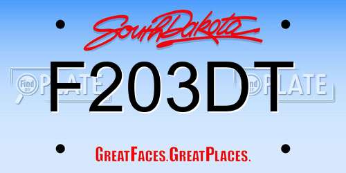 F203DT South Dakota License Plate